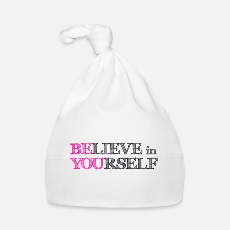 Believe In Yourself - Pink Scribble Black Organic Baby Cap