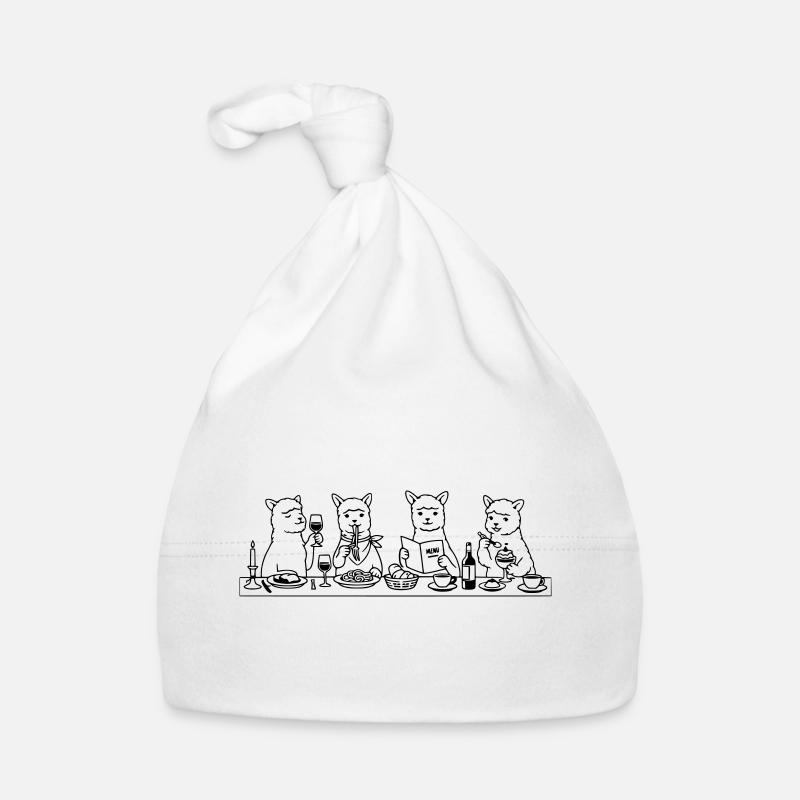 Dining Alpakas Line Art Baby Bio-Mütze