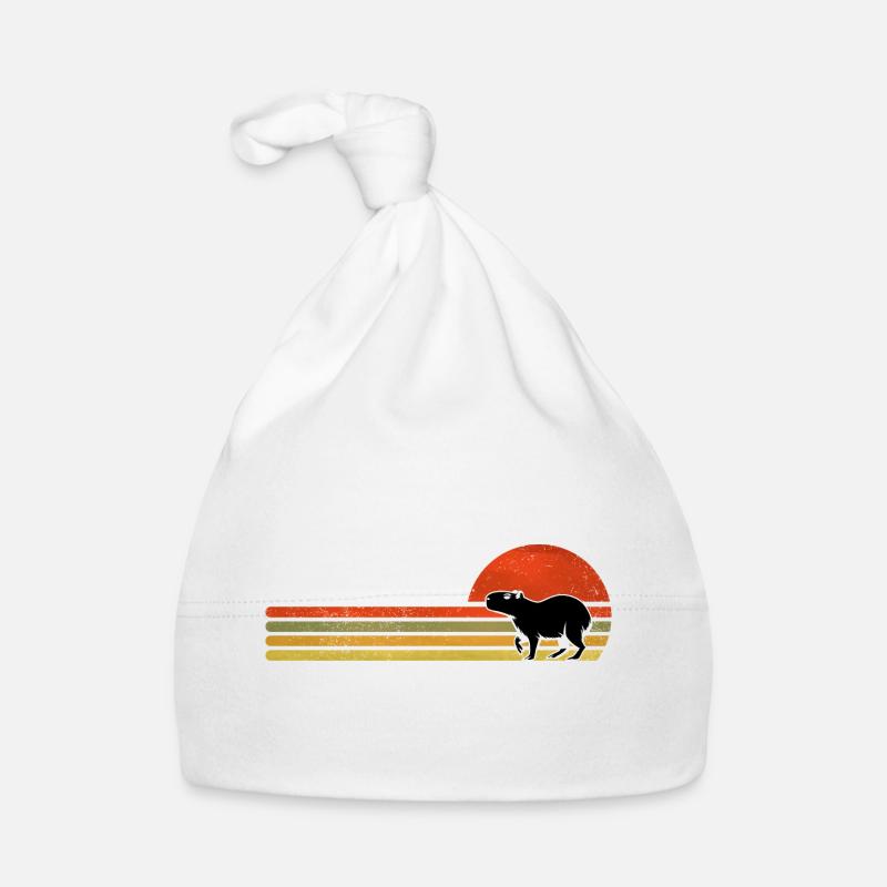 Silhouette rétro Capybara Sunset Bonnet bio Bébé