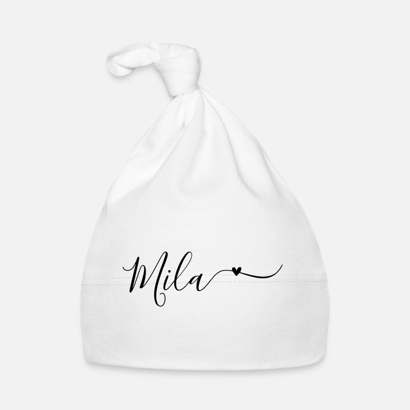 Mila Name First Name Decorative Organic Baby Cap