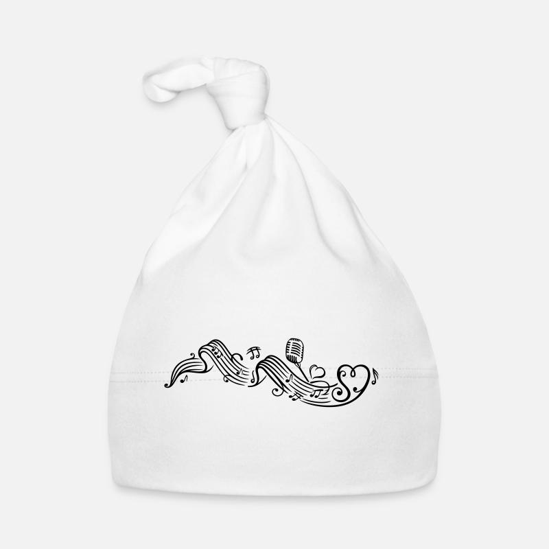 Notenblatt mit microphon, music, notes, clef Baby Bio-Mütze
