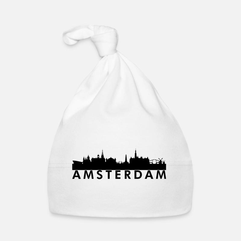 Amsterdam Skyline Silhouette Design Organic Baby Cap