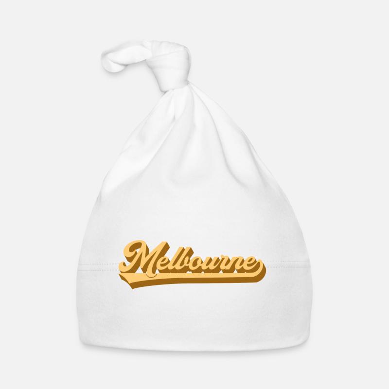 Melbourne Gold Retro Font Organic Baby Cap