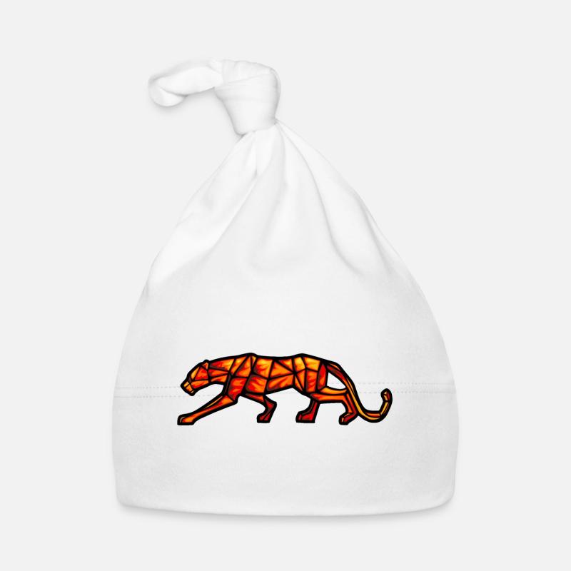 panthère design géométrique feu Bonnet bio Bébé