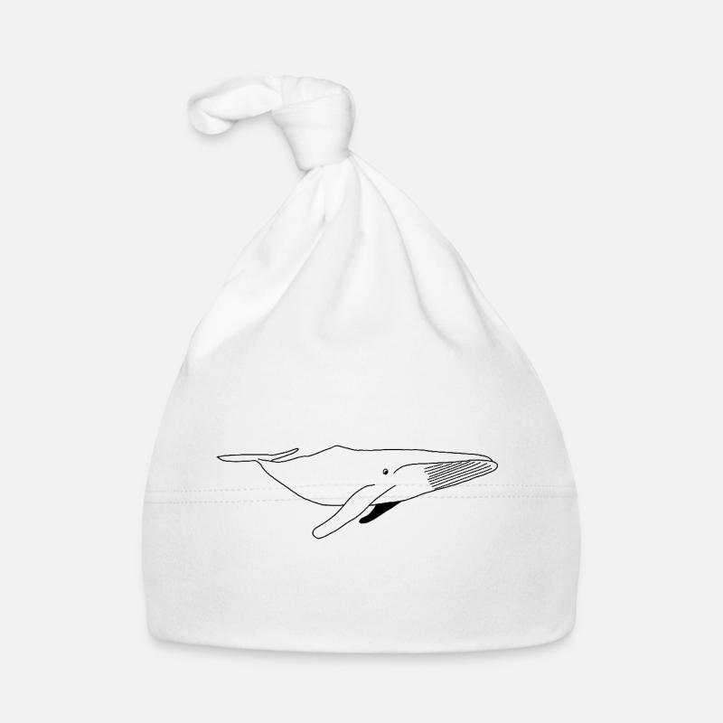 Whale - black white graphic Organic Baby Cap