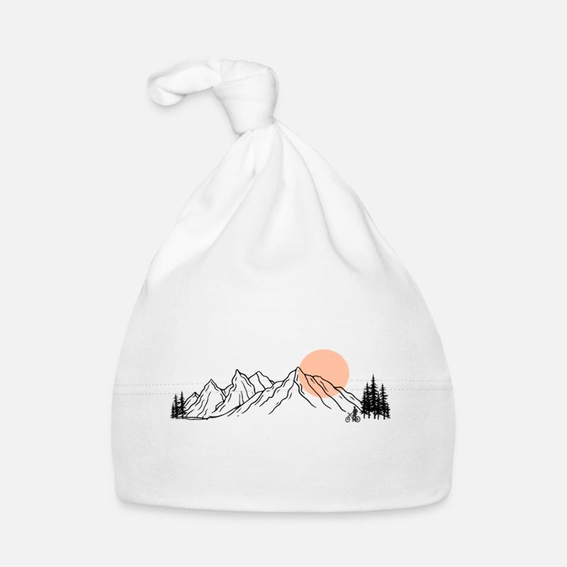 Sunset Ride Line Art auf Schwarz Baby Bio-Mütze