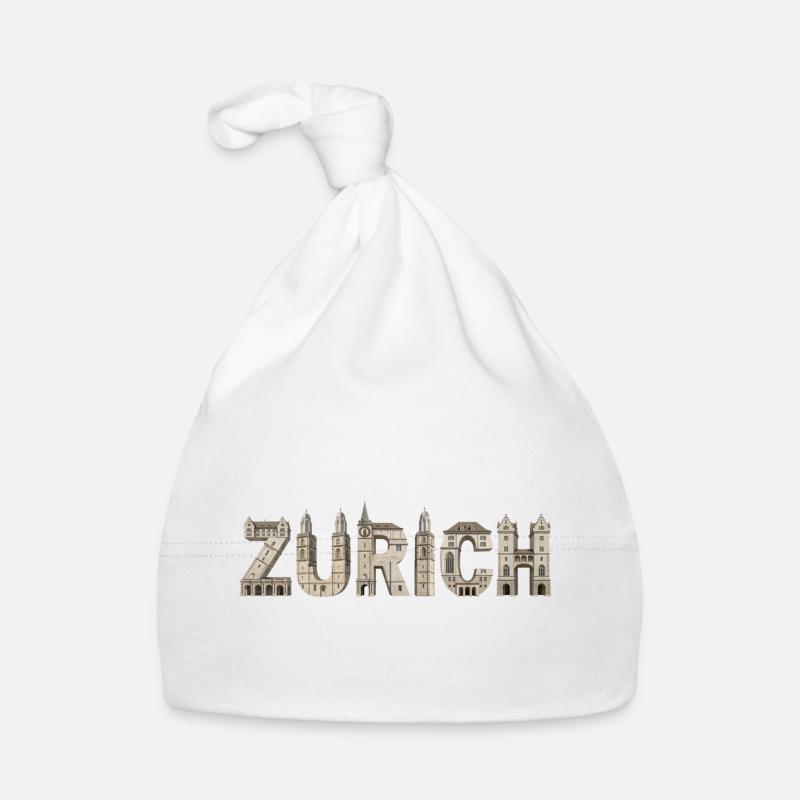 Typographie de l’architecture de Zurich - Bonnet bio Bébé - blanc