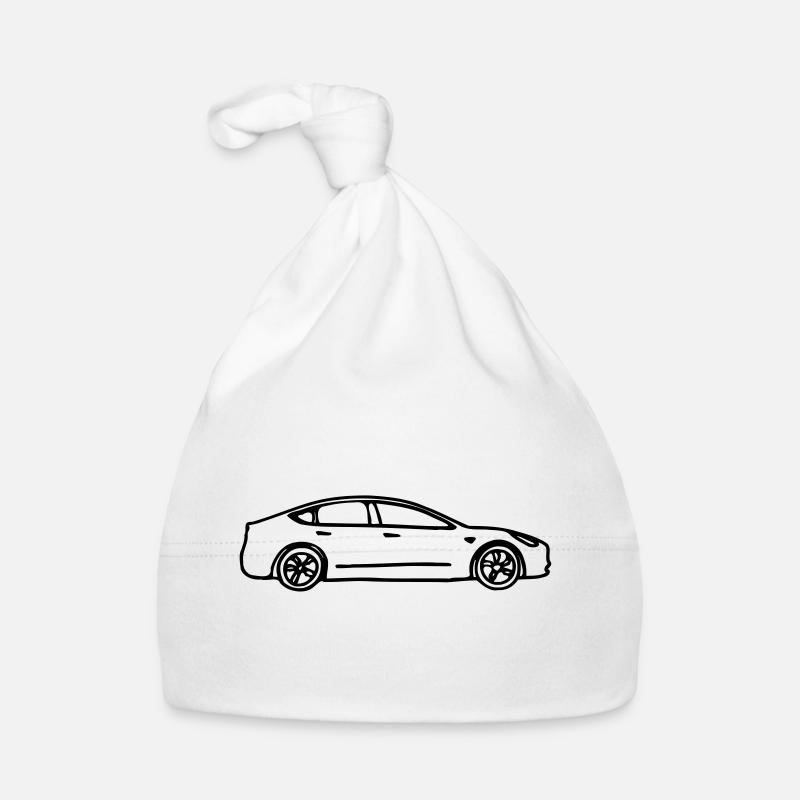 Model 3 gezeichnet - Baby Bio-Mütze - Weiß