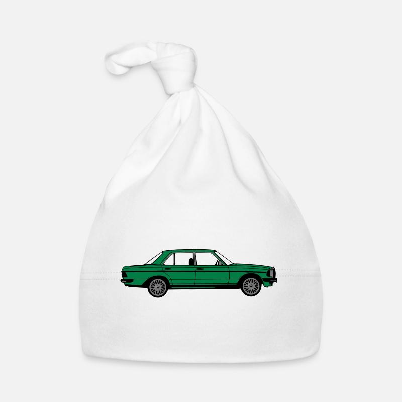 MB W123 ,Youngtimer ,Oldtimer, seitlich ..(25) - Baby Bio-Mütze - Weiß