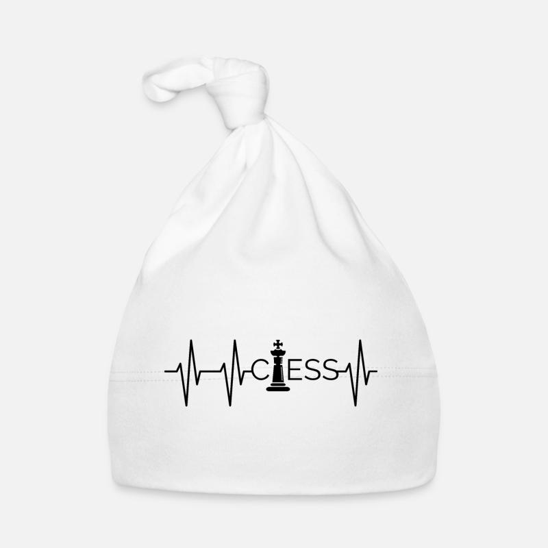 Coeur Echecs Roi Pulse Logo Icône de jeu d’échecs Bonnet bio Bébé