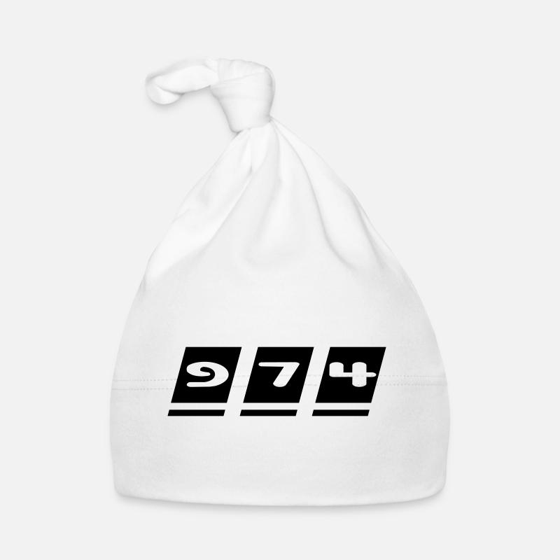 Design 974 - La Réunion - Bonnet bio Bébé - blanc