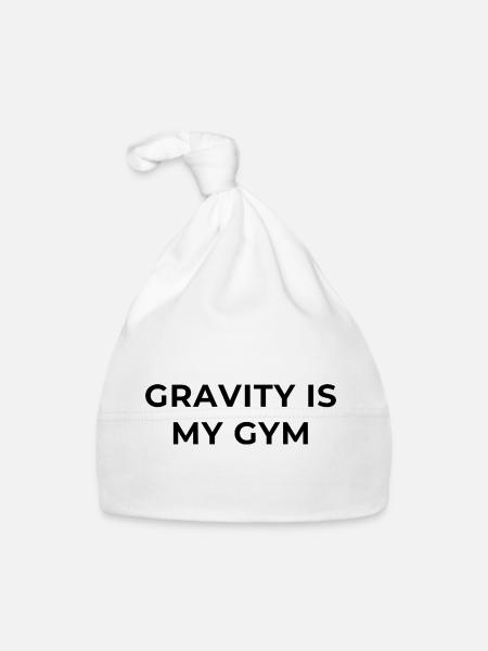Gravity is my Gym - Schwerkraft ist mein Gym - Baby Bio-Mütze - Weiß - Vorne