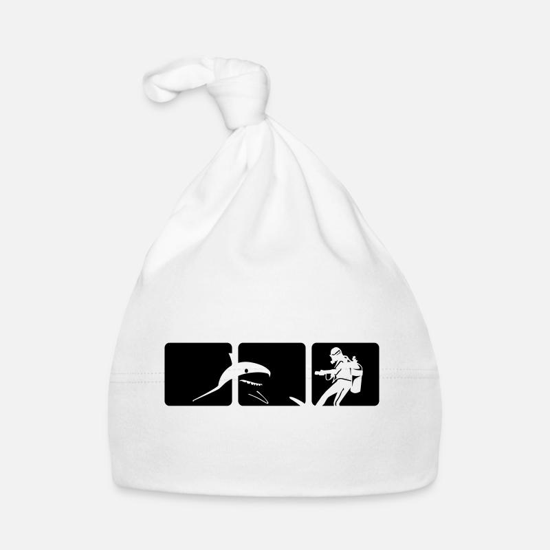 Shark Dive - Organic Baby Cap - white