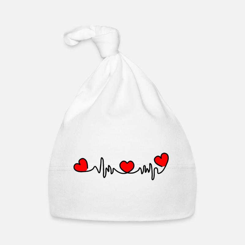Fréquence cardiaque cardio avec trois cœurs rouges Bonnet bio Bébé