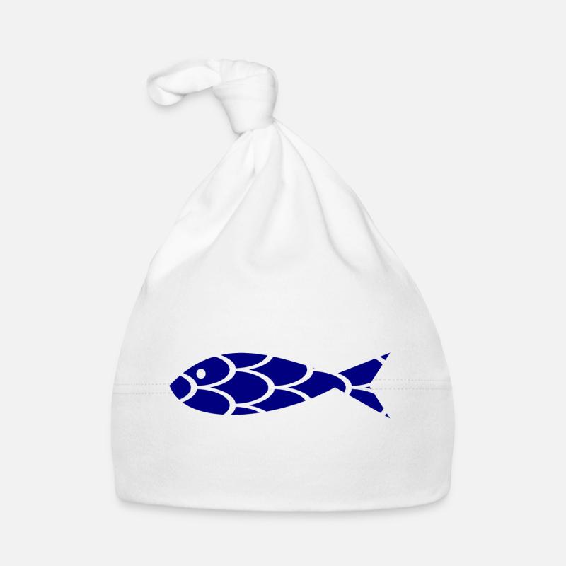 SARDINE. POISSON. POISSON D'AVRIL. MER. OCÉAN - Bonnet bio Bébé - blanc