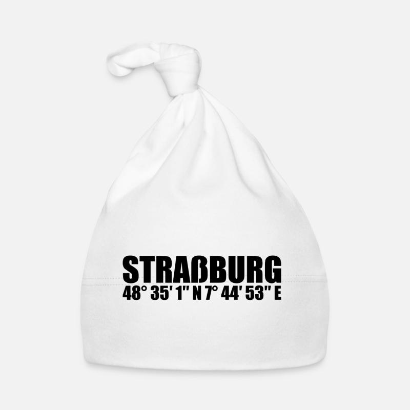 Coordonnées de Strasbourg - Bonnet bio Bébé - blanc