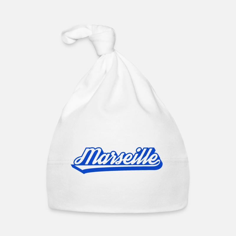 Marseille Retro Blau Script Baby Bio-Mütze