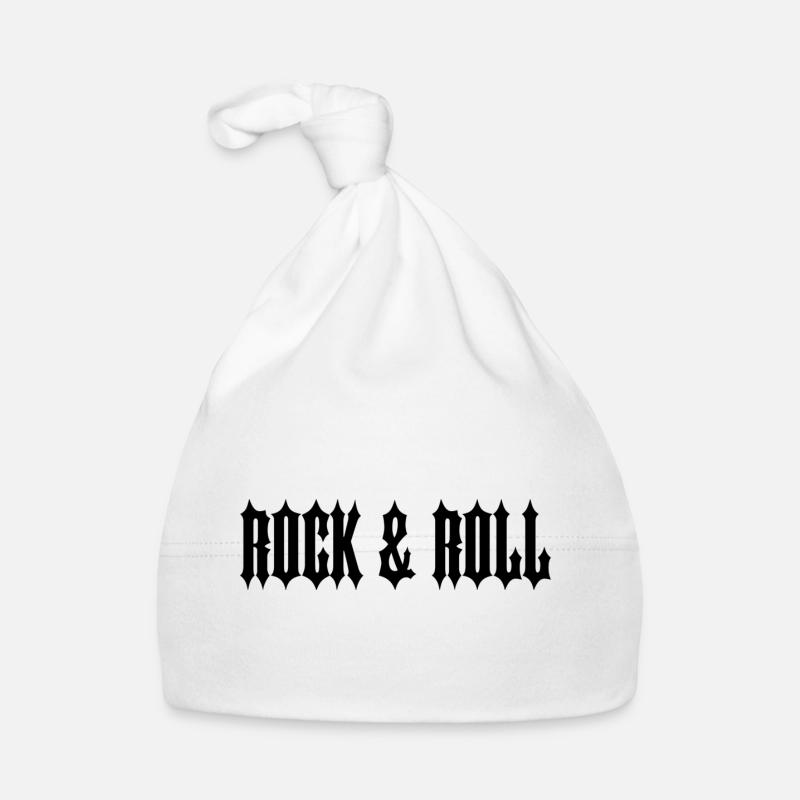 TEXTE NOIR « ROCK & ROLL » Bonnet bio Bébé