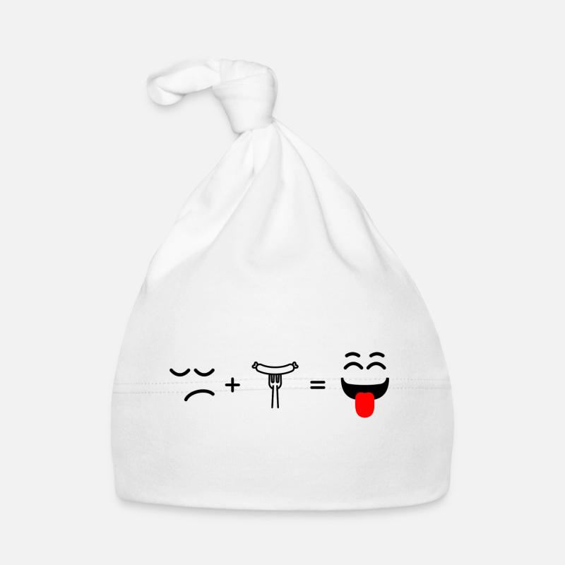 sad face eat sausage and happy Organic Baby Cap