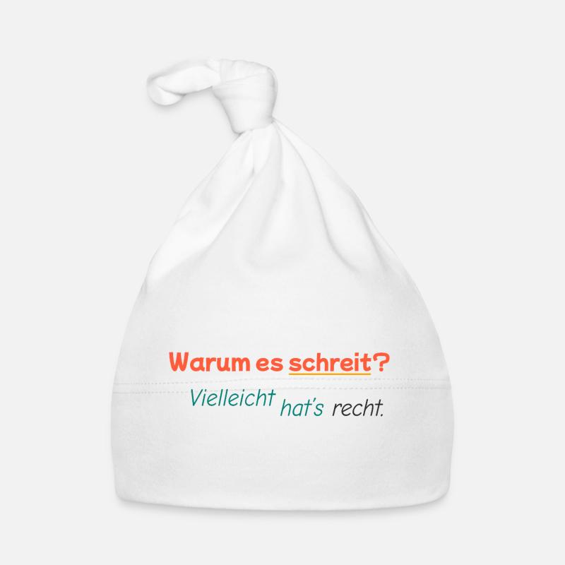 Perché urla? Forse è giusto. Cappellino ecologico per neonato