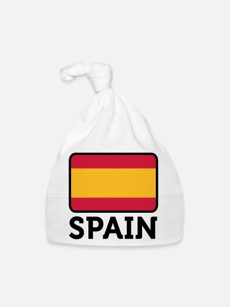 Drapeau national de l Espagne - Bonnet bio Bébé - blanc - Devant