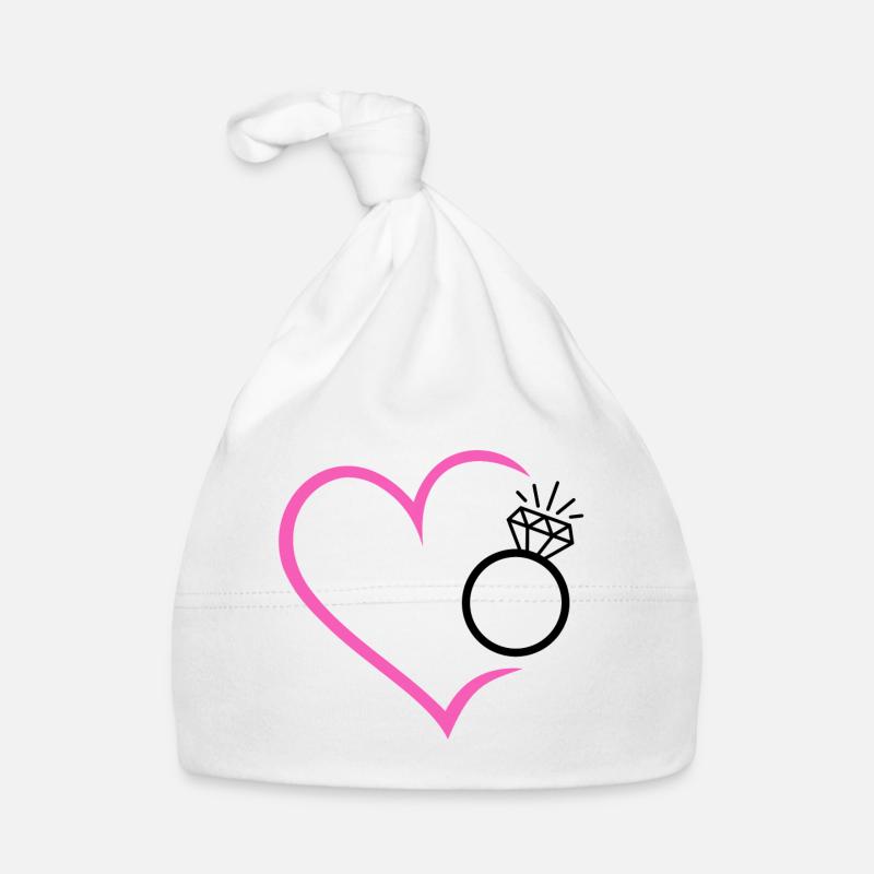 Heart with diamond ring, wedding ring, wedding ring, bride Organic Baby Cap
