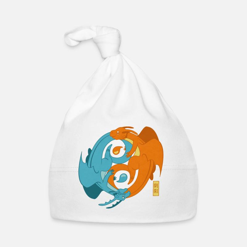 Symbole de goudron Yin et Yang - Bonnet bio Bébé - blanc