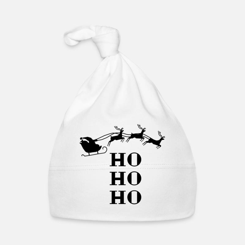 Noël HO HO HO - Bonnet bio Bébé - blanc