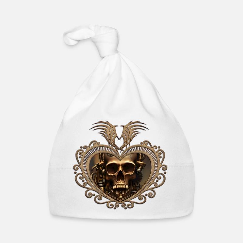 Superbe crâne steampunk doré Bonnet bio Bébé
