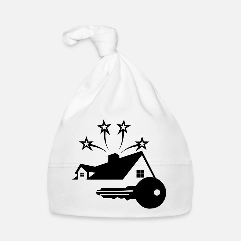 La clé de la nouvelle maison brille avec 3 étoiles - Bonnet bio Bébé - blanc