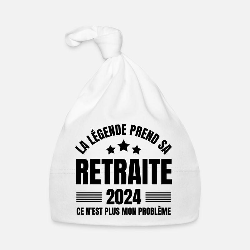 retraite, retraite 2024, retraité, retraitée - Bonnet bio Bébé - blanc