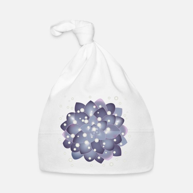 belle fleur succulente avec des perles Bonnet bio Bébé