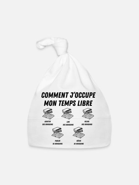 comment j'occupe mon temps libre - Bonnet bio Bébé - blanc - Devant