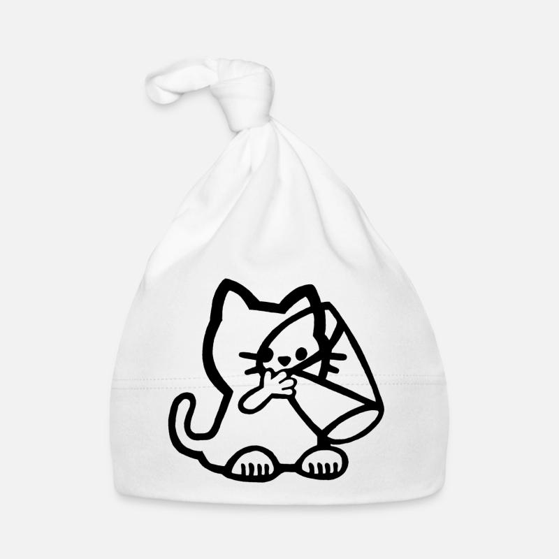 Le chaton et le verre de lait - Bonnet bio Bébé - blanc