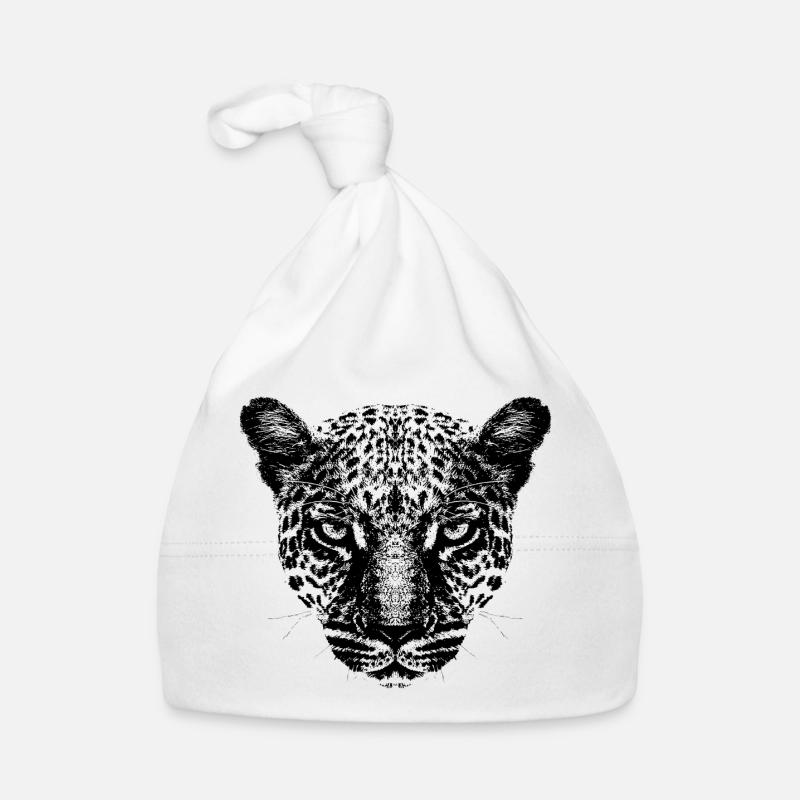 Léopard / Tête / Noir Bonnet bio Bébé