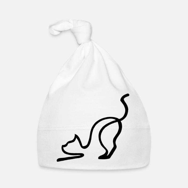 Esquisse du chat noir - Bonnet bio Bébé - blanc