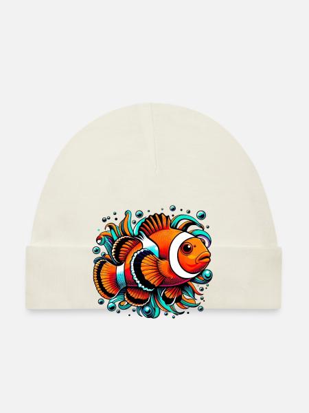 Poisson-clown - Bonnet bio Bébé - blanc - Devant