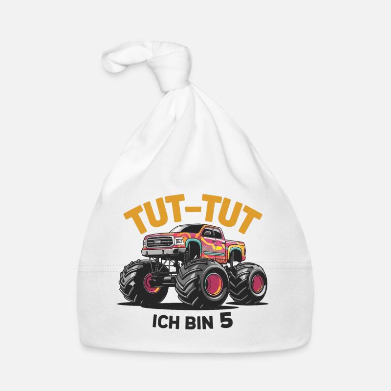 Monster Truck - I'm 5 - Unique Gift Organic Baby Cap
