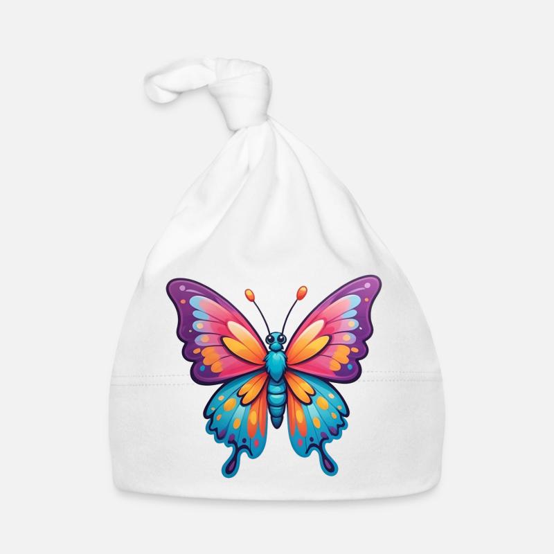 Papillon de dessin animé coloré mignon Bonnet bio Bébé