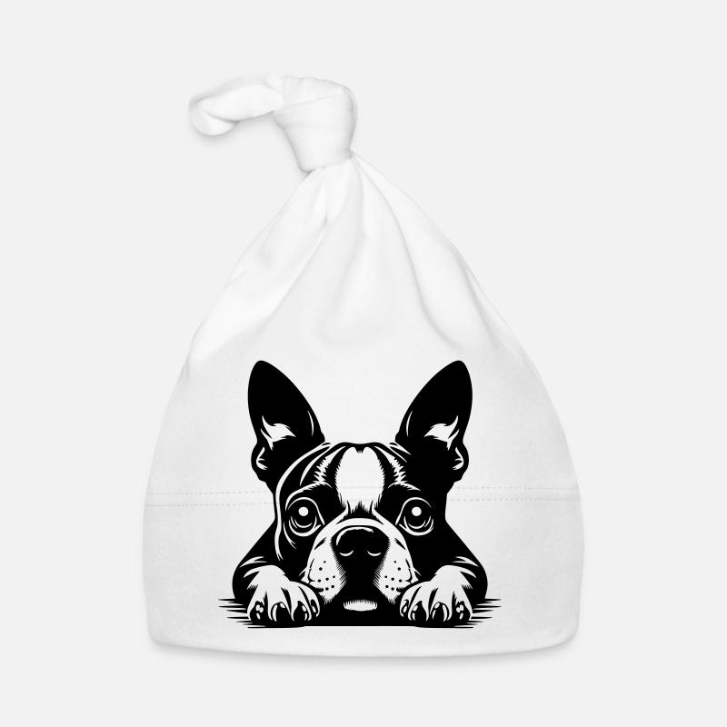 Boston Terrier Kopf mit Pfoten Baby Bio-Mütze