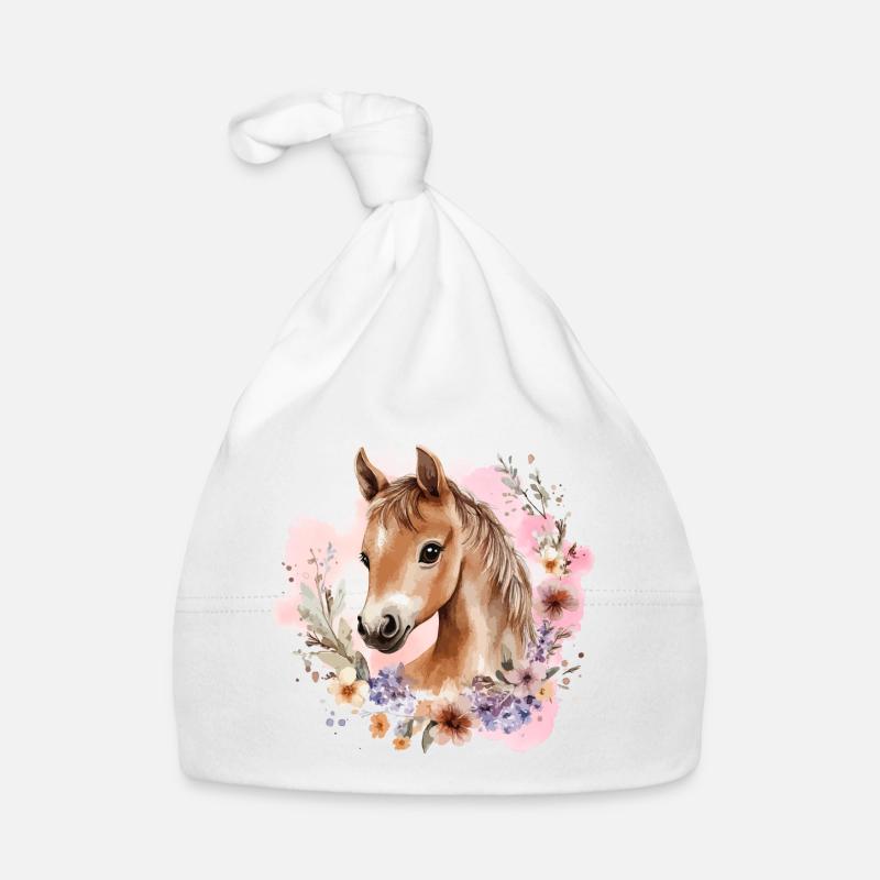 Cheval Fleurs Cheval Fille Poney Mignon Mignon Bonnet bio Bébé