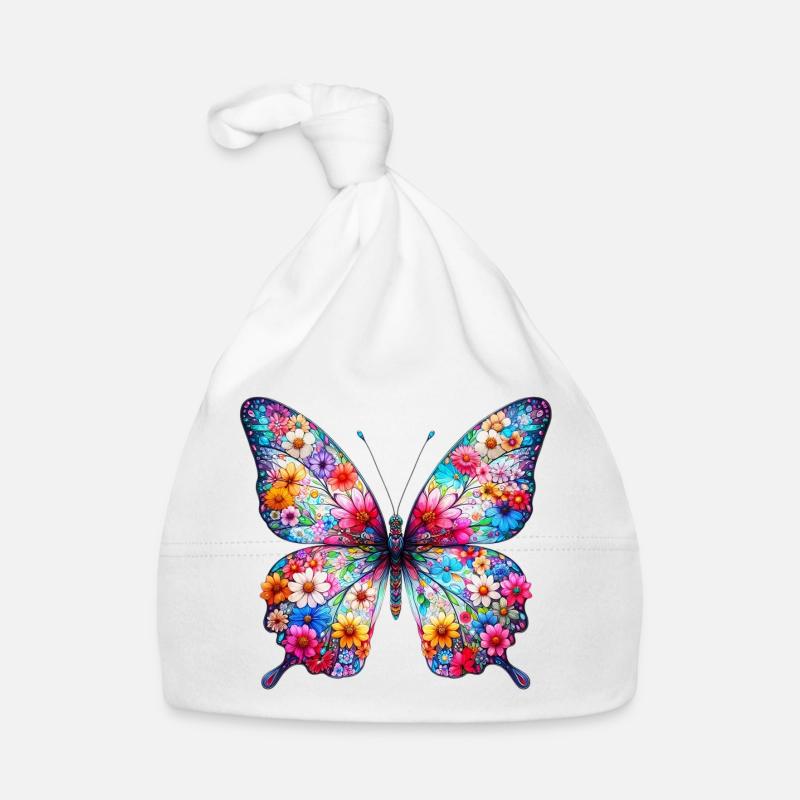 Schmetterling mit Blumen verziert Baby Bio-Mütze