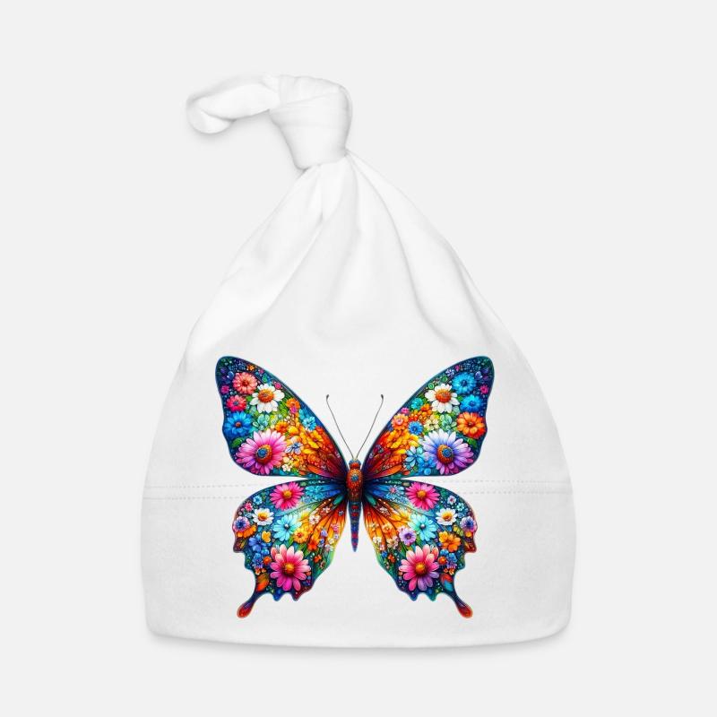 Butterfly decorated with flowers Organic Baby Cap