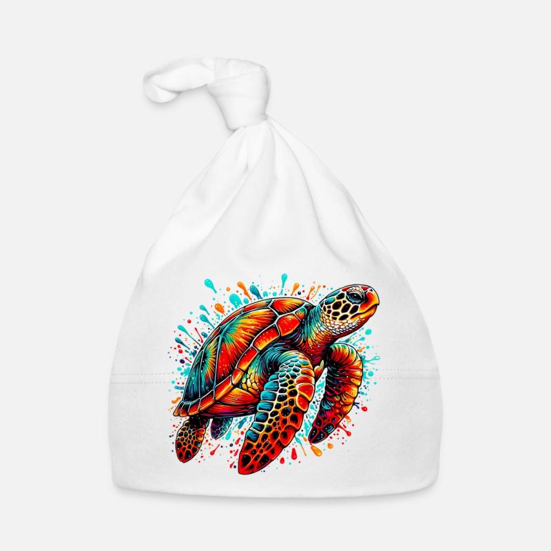 Turtle - Organic Baby Cap - white