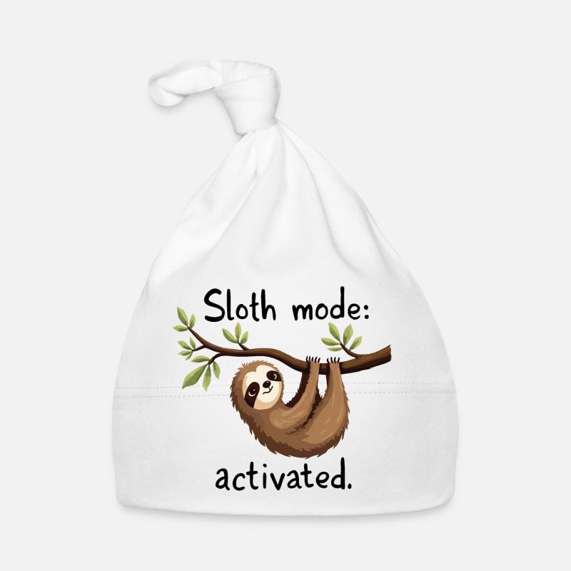 Sloth Mode Activated: Hanging Sloth Art Organic Baby Cap
