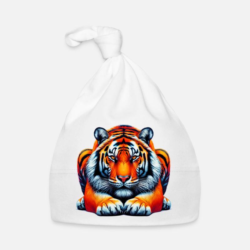Tigre - Bonnet bio Bébé - blanc