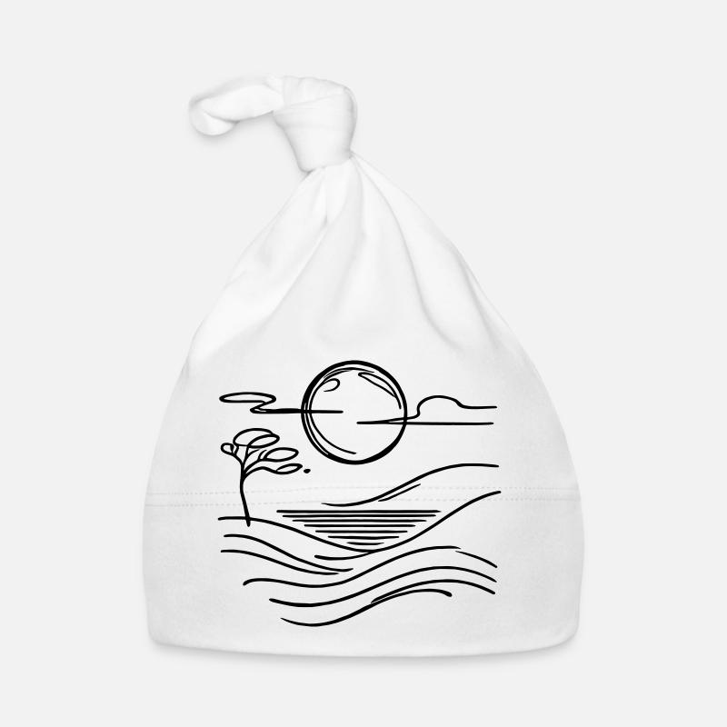 Nature minimaliste – Paysage de lune - Bonnet bio Bébé - blanc