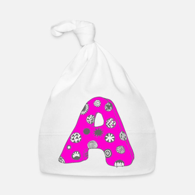 Lettre A avec caractère en rose Bonnet bio Bébé
