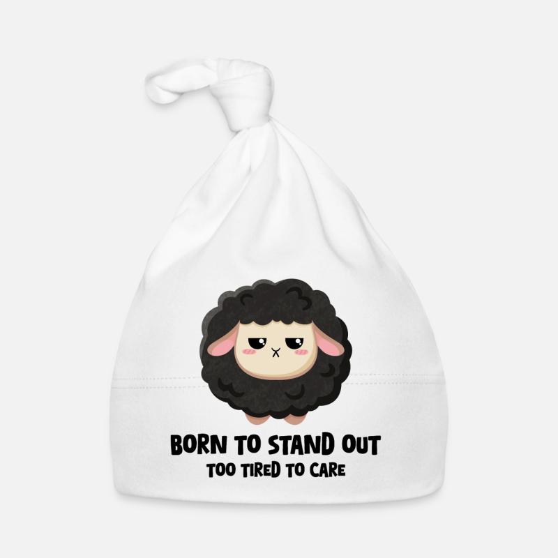 Mouton Noir Drôle - Bonnet bio Bébé - blanc