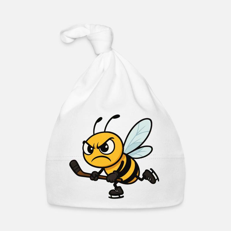 Grim Bee Hockey Player Cartoon Cool Organic Baby Cap